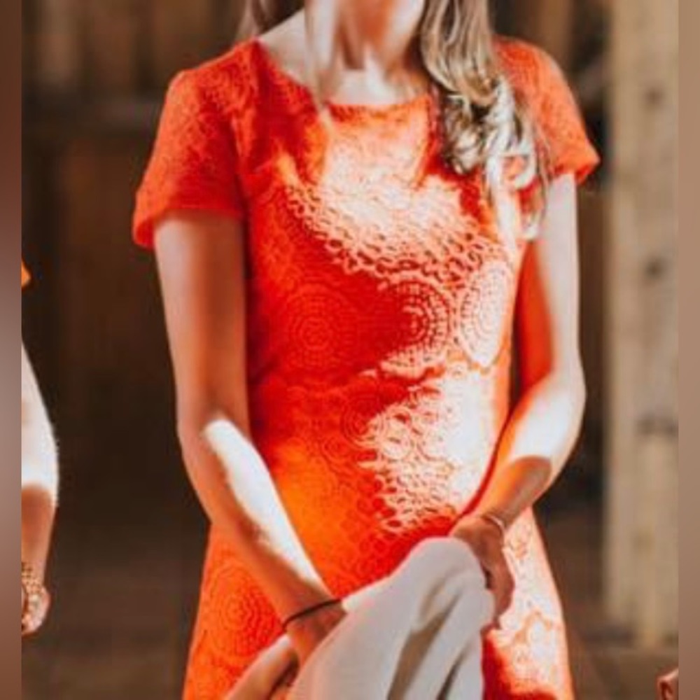 Laundry by Shelli Segal red lace overlay dress size 0